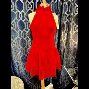 NWT LACE RED OPEN BACK DRESS